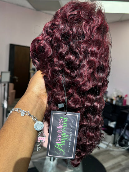 12” wine red HD 13 x 4 deep wave bob