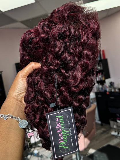 12” wine red HD 13 x 4 deep wave bob
